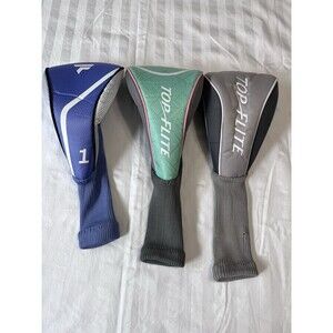 Top Flite Golf Driver Wood Headcover Sock Purple Teal Grey Lot Of 3 Ladies Set